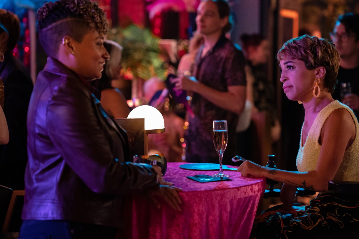Last Year (L-R): Rosanny Zayas as Sophie and Jillian Mercado as Maribel in THE L WORD: GENERATION Q, "Last Year". Photo Credit: Nicole Wilder/SHOWTIME.