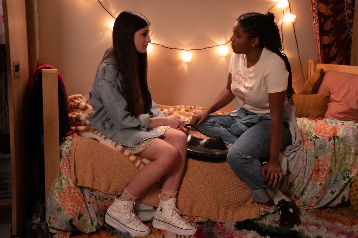 Last Year (L-R): Sophie Giannamore as Jordi and Jordan Hull as Angie in THE L WORD: GENERATION Q, "Last Year". Photo Credit: Nicole Wilder/SHOWTIME.