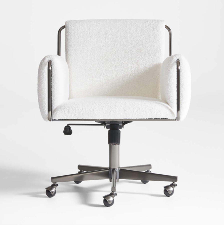 A white upholstered office chair