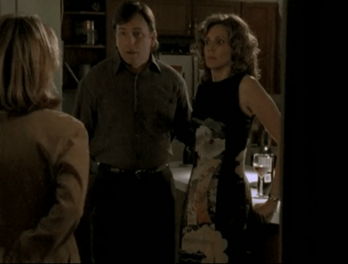 John Ritter and Joyce getting caught in the kitchen by Buffy, kissing!