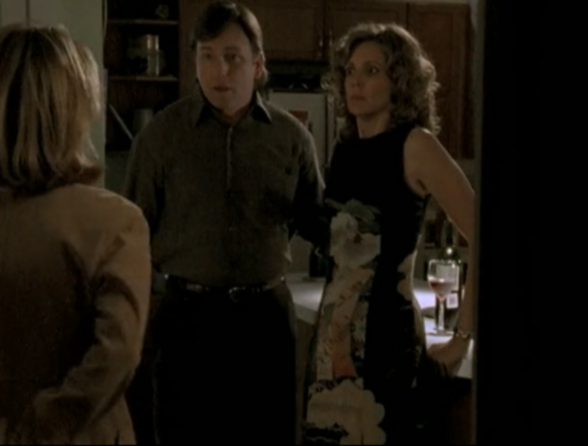 John Ritter and Joyce getting caught in the kitchen by Buffy, kissing!