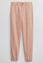 a pair of pale pink joggers