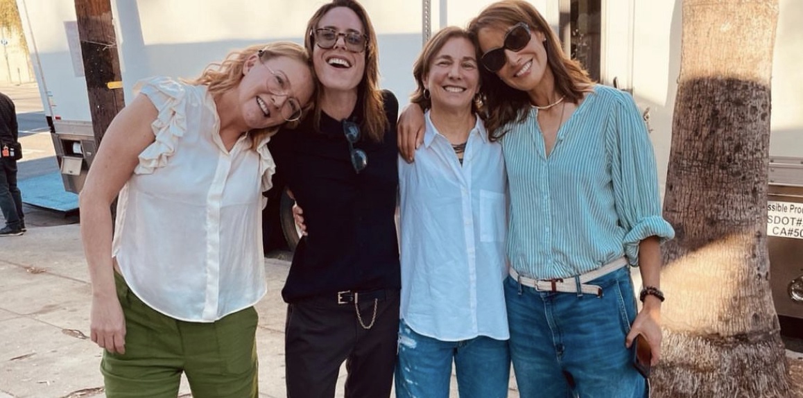 Laurel Holloman, Kate Moennig, Ilene Chaiken and Jennifer Beals on set of The L Word: Generation Q Season 3