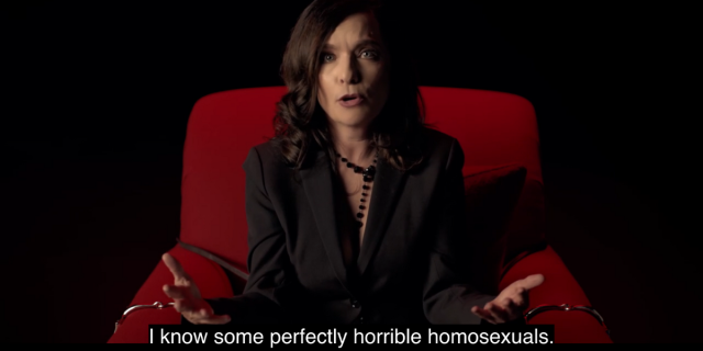 Guinevere Turner says "I know some perfectly horrible homosexuals" in Queer for Fear.