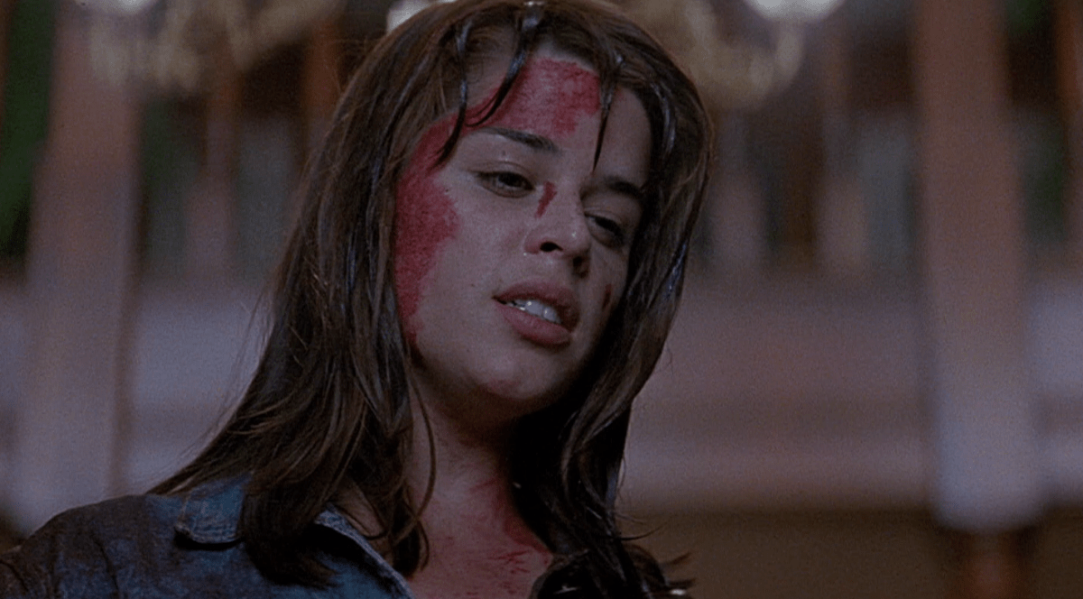 Sidney Prescott in Scream is covered in blood