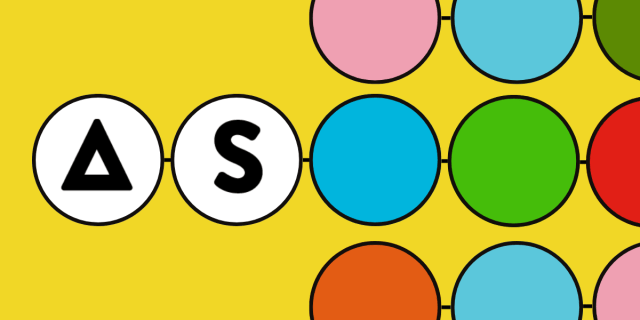 The Autostraddle logo (AS) has been situated inside two white circles on the left, and colorful wordrow-like circles appear together on the right, all on a bright yellow background