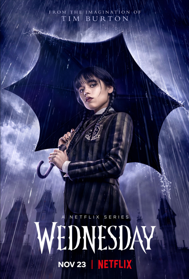 the cover of wednesday featuring a very goth looking wednesday addams