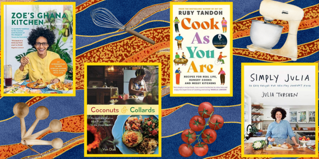 1. Zoe's Ghana Kitchen by Zoe Adjonyoh. 2. Coconuts and Collards by Von Diaz. 3. Cook As You Are by Ruby Tandoh. 4.