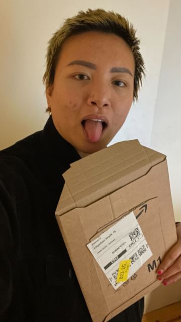 viv licking a package