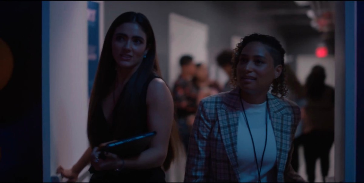 Dani and Sophie entering the room