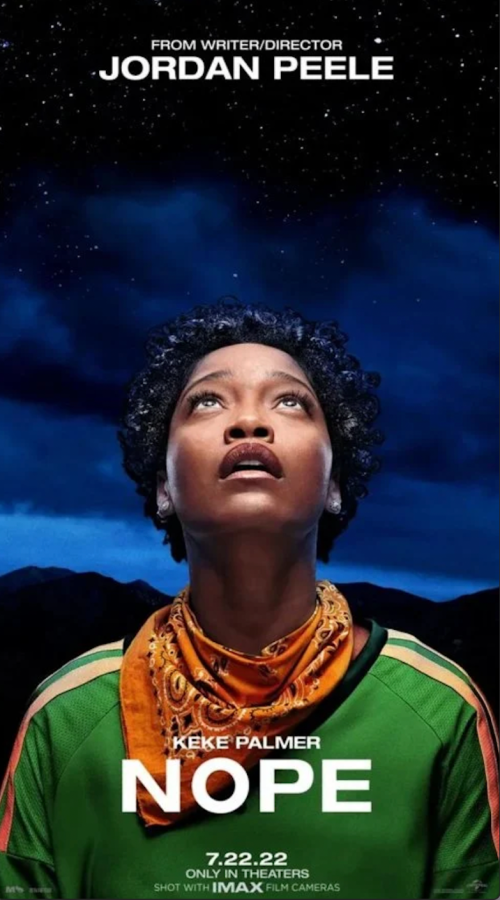 the cover of Nope featuring keke palmer gazing up at a starry night sky