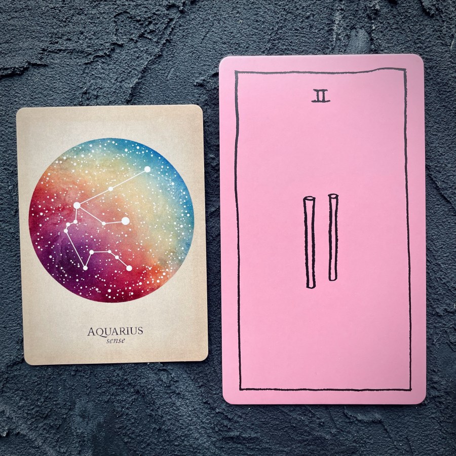 Card 1: Aquarius, Card 2: Two of wands