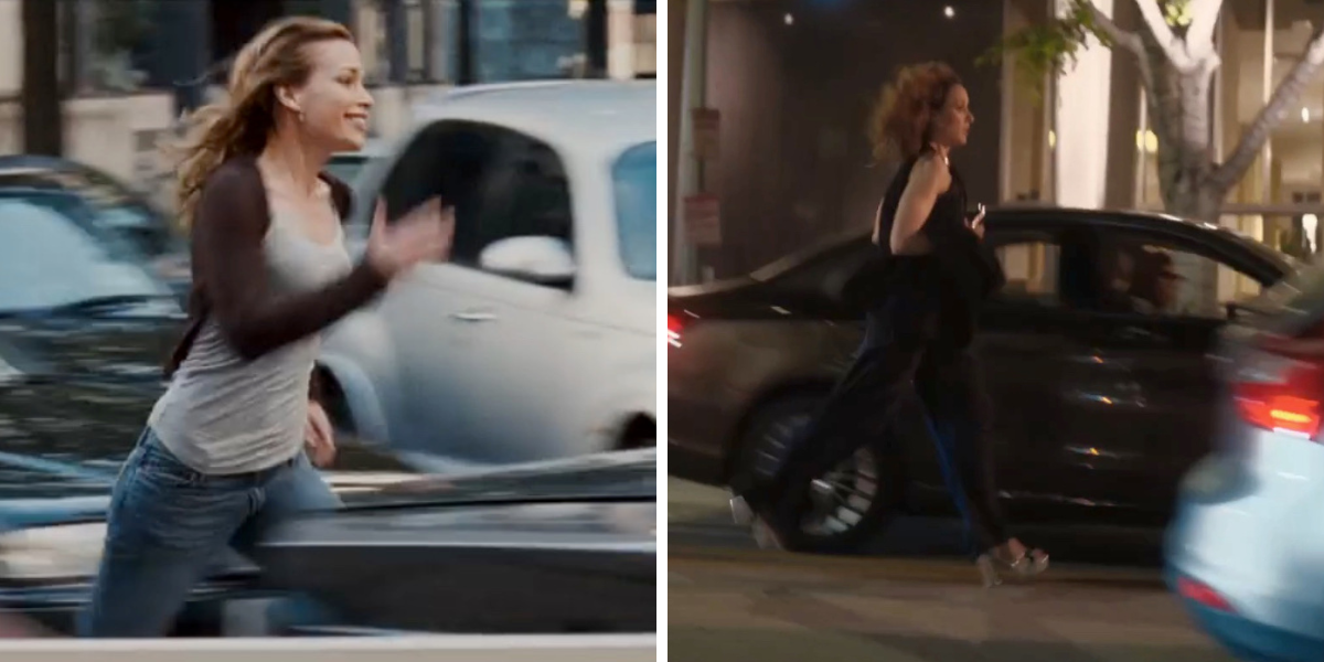 side by side of Imagine Me & You and The L Word running scenes