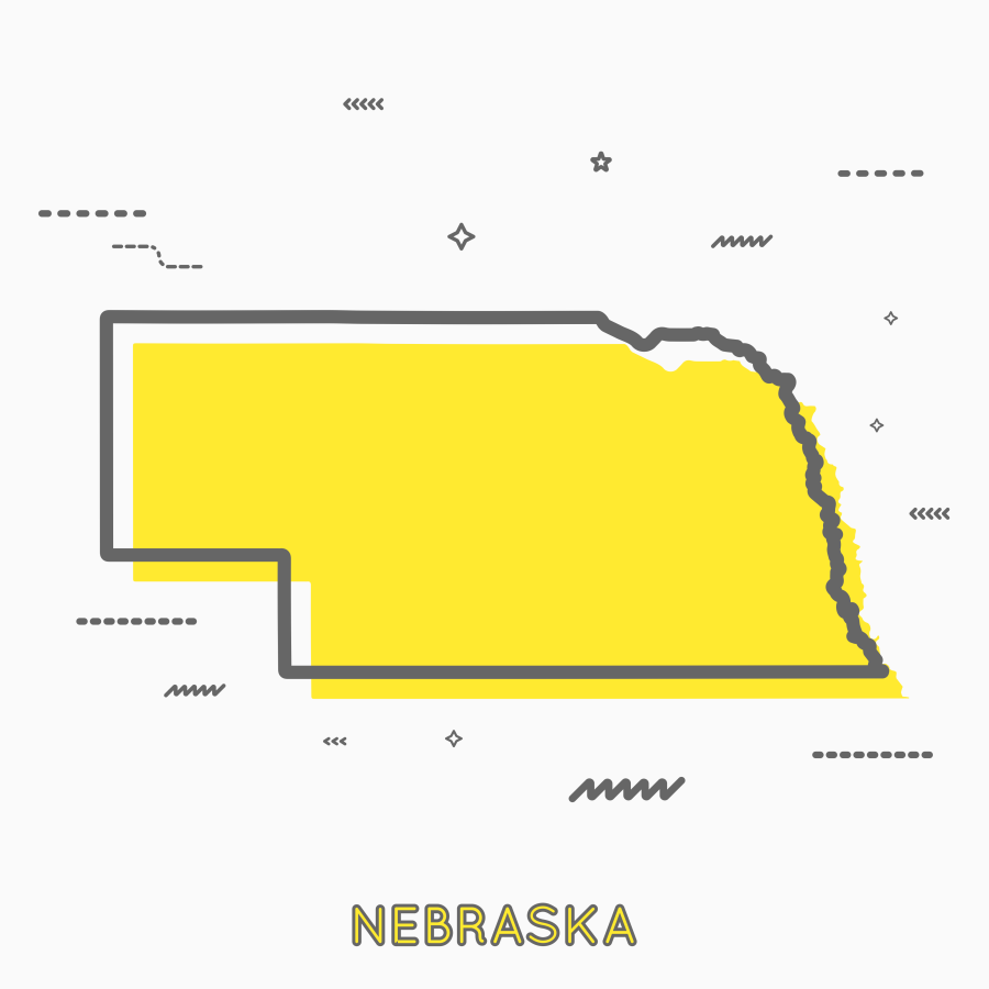 A Yellow Outline of Nebraska