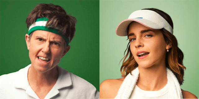 Tog Notaro and Emma Watson in their pickleball gear
