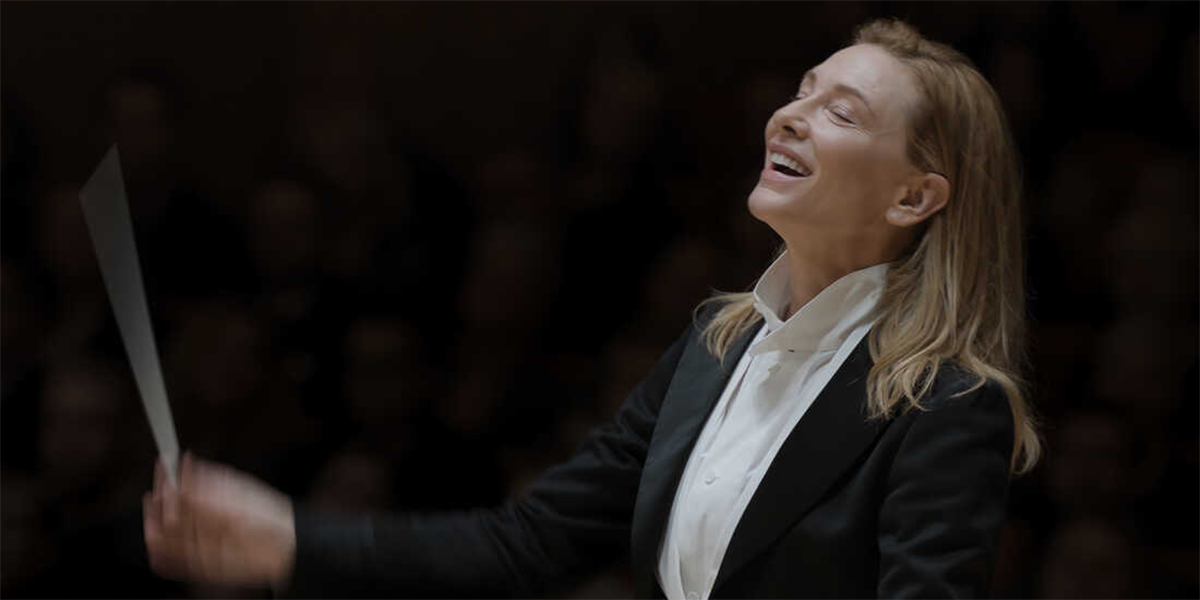 Cate Blanchett waving her conductor's baton in Tar