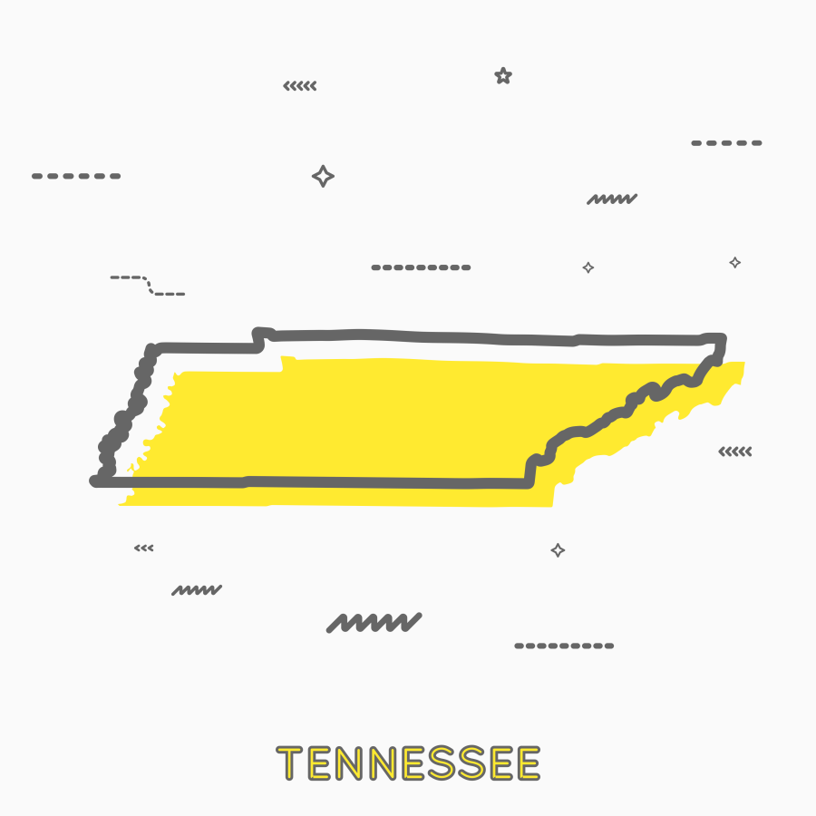 A Yellow Outline of Tennnessee
