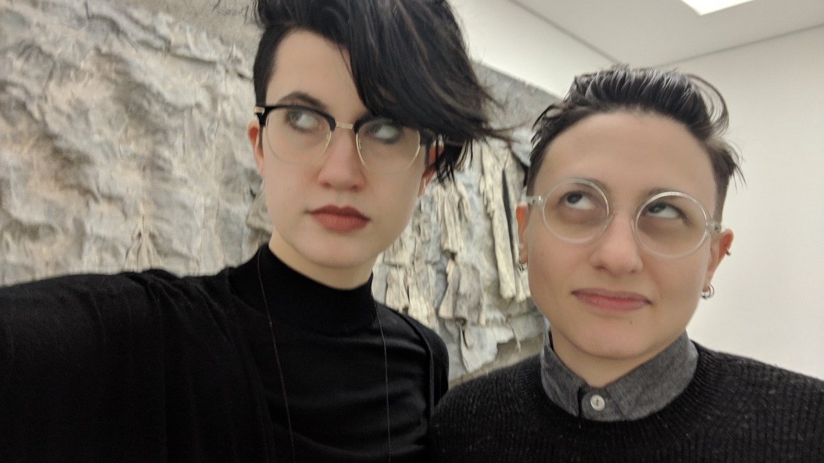sadie and nico roll their eyes in front of anselm kiefer's artwork