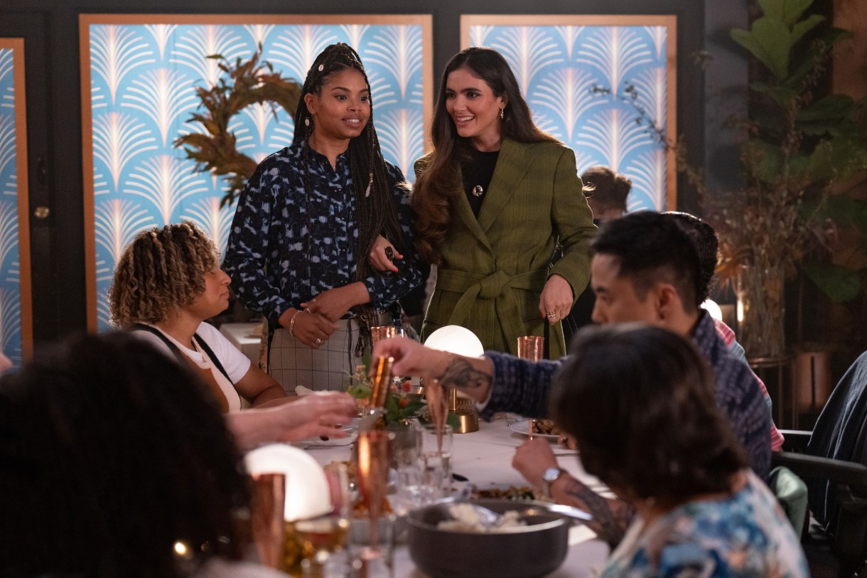 (L-R): Rosanny Zayas as Sophie, Carmen LoBue as Dre, Arienne Mandi as Dani and Leo Sheng as Micah in THE L WORD: GENERATION Q, "Quality Family Time". Photo Credit: Scott Everett White/SHOWTIME.