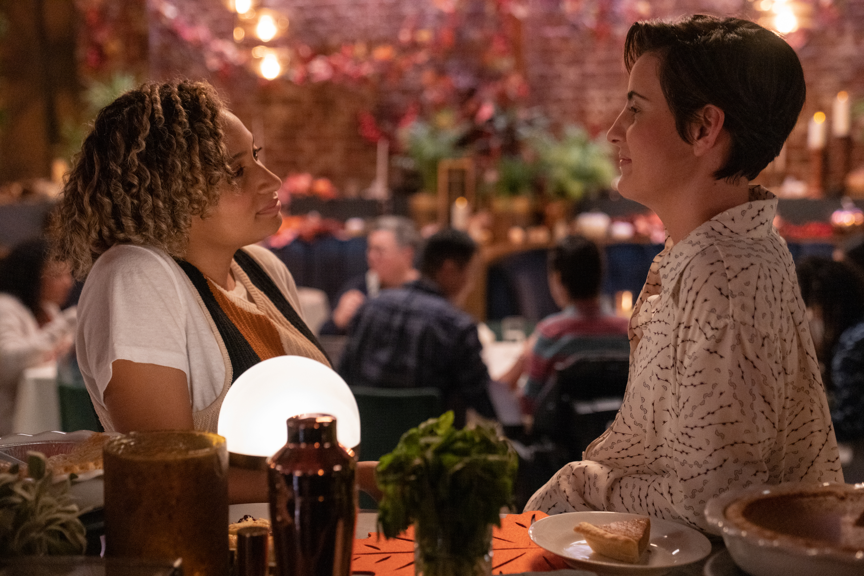 (L-R): Rosanny Zayas as Sophie and Jacqueline Toboni as Finley in THE L WORD: GENERATION Q, "Quality Family Time". Photo Credit: Scott Everett White/SHOWTIME.