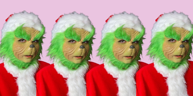 Hayley Kiyoko in a very realistic Grinch costume