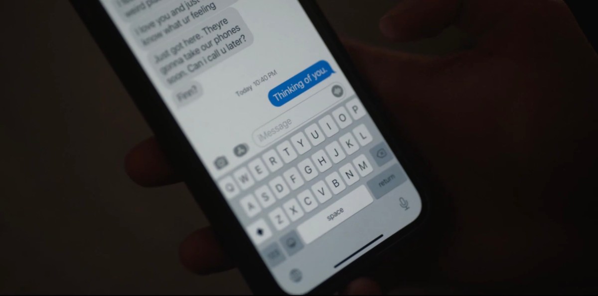 Finley's text "thinking of you"
