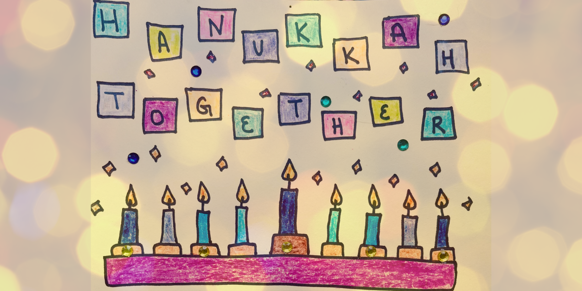 beautiful hanukkah drawing of a menorah