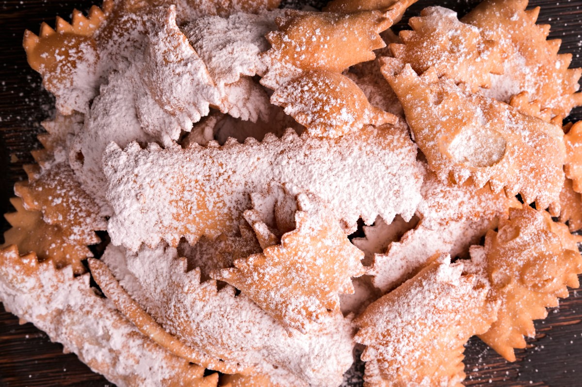 Italian bowtie cookies dusted with powdered sugar