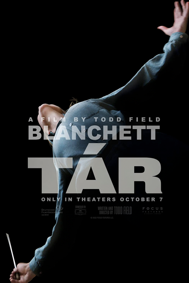 cate blanchett is viewed from below in this shot of her as lydia tar