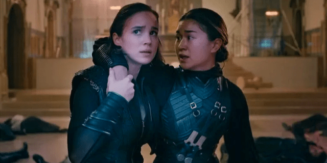 Ava and Beatrice with their arms around each other in Warrior Nun