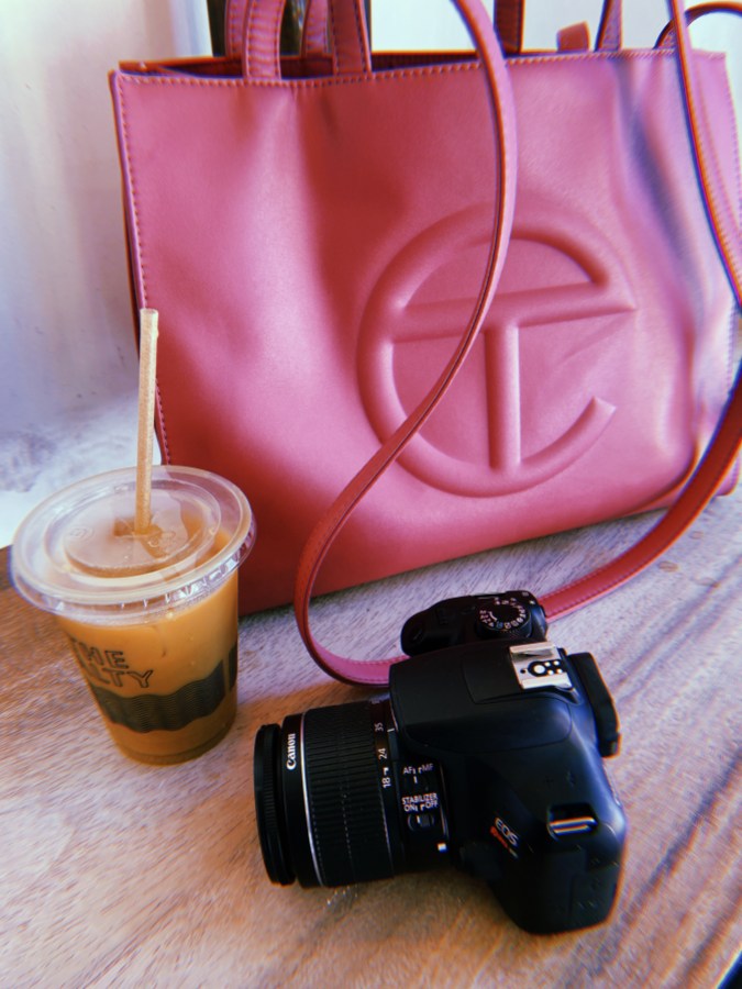 Camera Coffee and Telfar bag