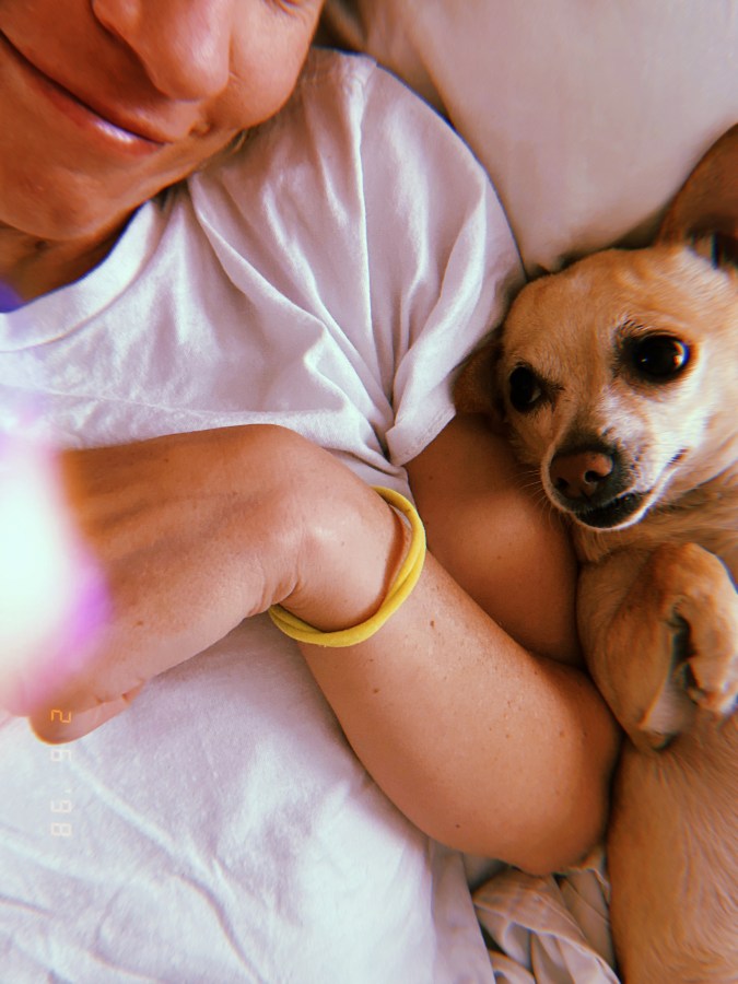 Gretchen and Carol being cute in the morning