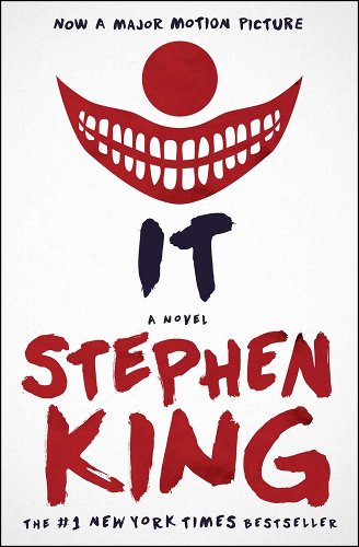 the cover of It features a smiling red clown mouth and nose against a white background