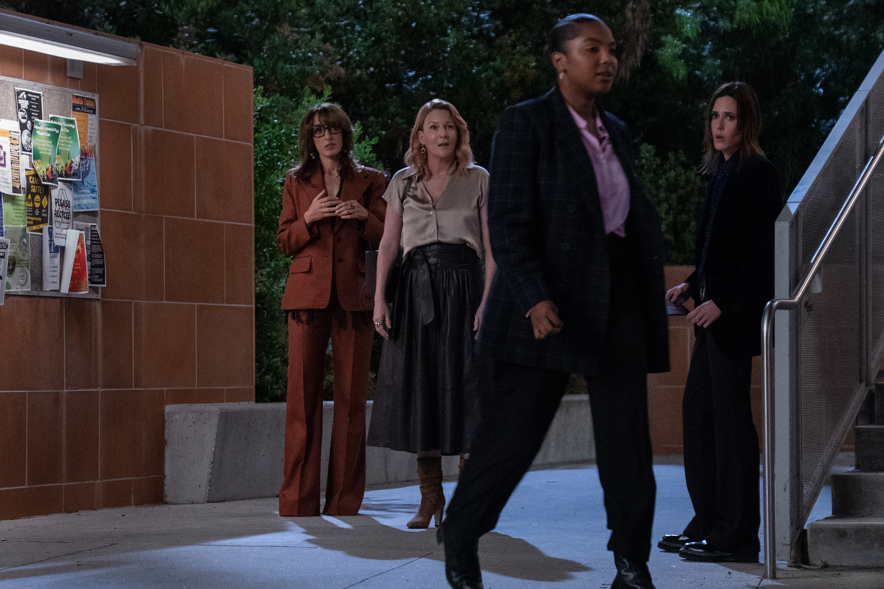 (L-R): Jennifer Beals as Bette, Laurel Holloman as Tina, Jordan Hull as Angie and Kate Moennig as Shane in THE L WORD: GENERATION Q, "Quiet Before the Storm". Photo Credit: Isabella Vosmikova/SHOWTIME.