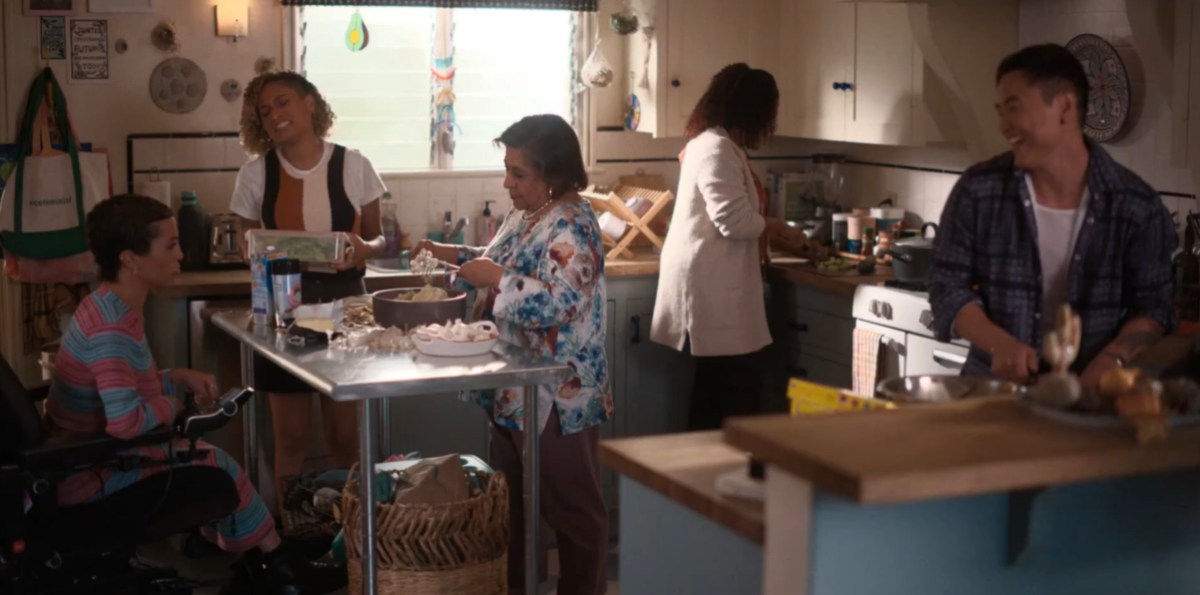 Suarez family in the kitchen