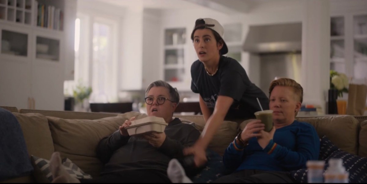 Finley, Carrie and Misty staring at the television set