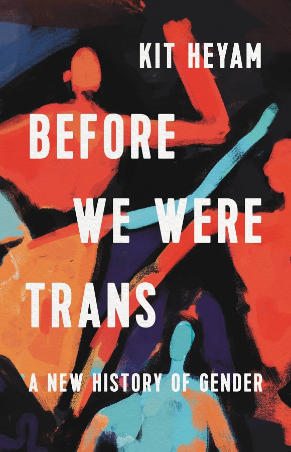an abstract illustration of various humans backgrounds the title text - before we were trans