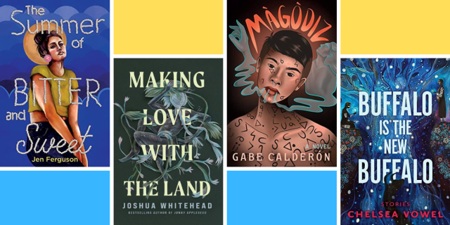 The following books: The Summer of Bitter and Sweet by Jen Ferguson, Making Love with the Land by Joshua Whitehead, Màgòdiz by Gabe Calderón, and Buffalo Is the New Buffalo by Chelsea Vowel