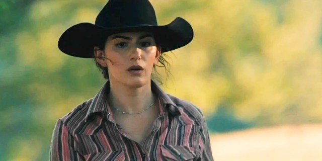 Lili Kay as Clara in a cowboy hat on Yellowstone