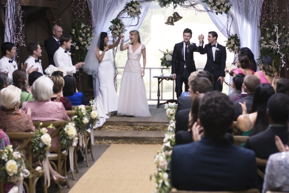 Brittany + Santana and Kurt + Blaine at their wedding