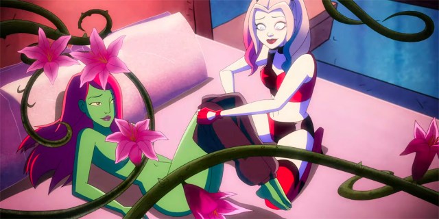 Harley and Ivy get up to some sexy hijinks in a still from their Valentine's Day special