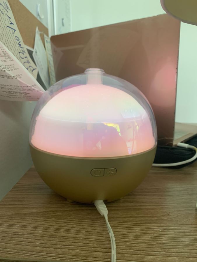 neurodiverse life hacks: a circular pink sparkly oil diffuser