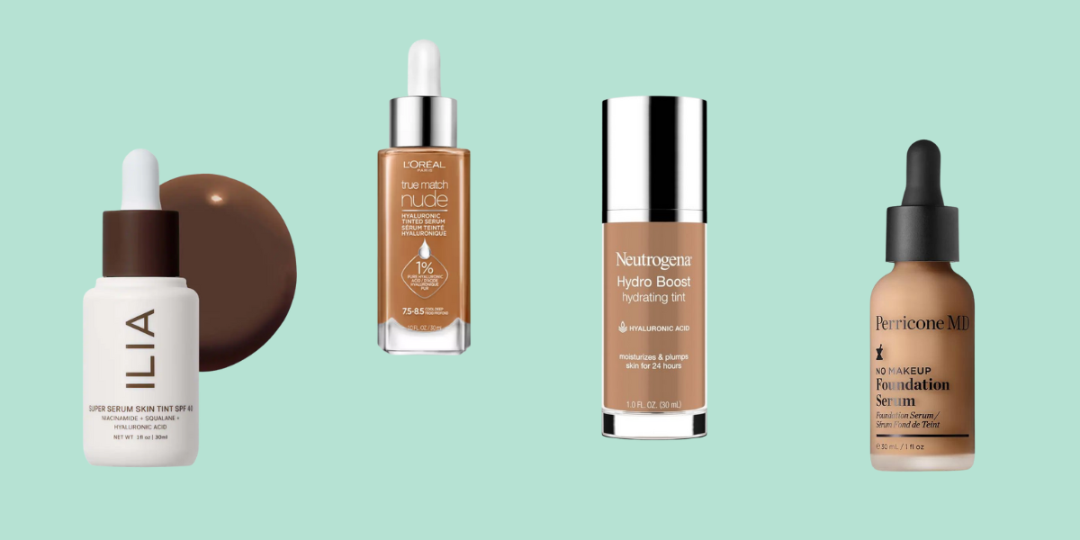 Four serum foundations in a range of shades
