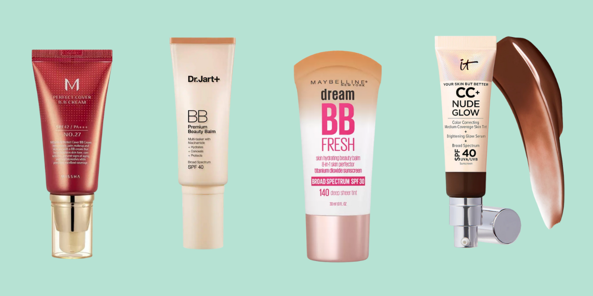 Four BB + CC creams in various shades