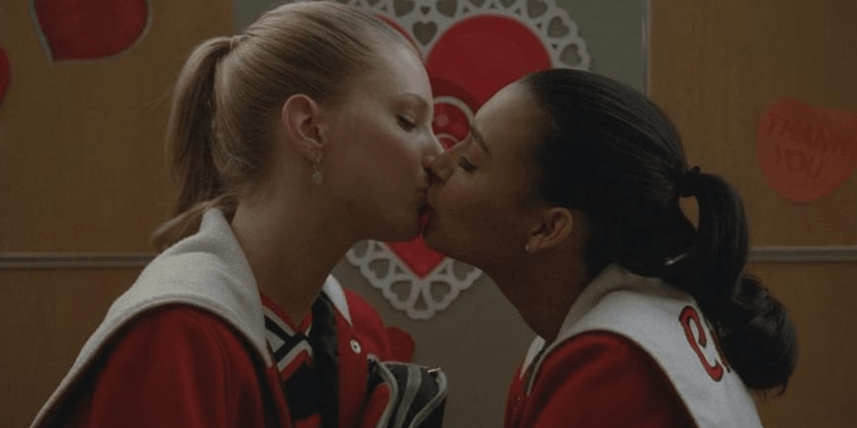 Brittany and Santana kiss on Glee
