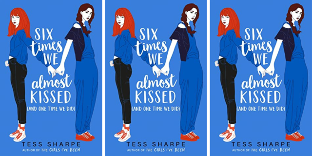 6 Times We Almost Kissed by Tess Sharpe features two teen girls holding hands on the cover.