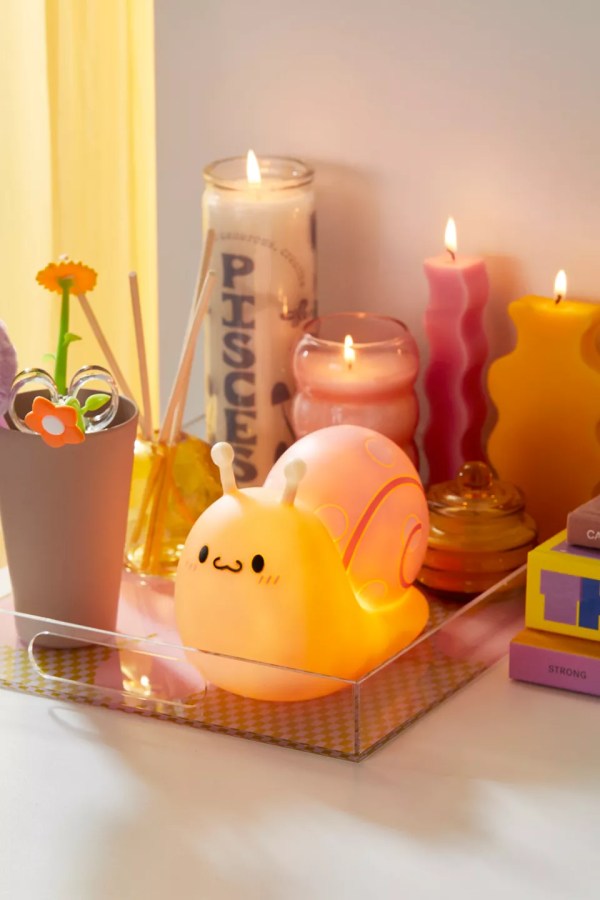 A snail light on a desk