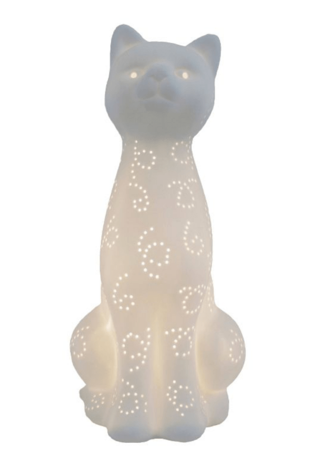 a porcelain cat that lights up