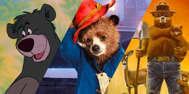Baloo from The Jungle Book, Paddington, and Smokey the Bear
