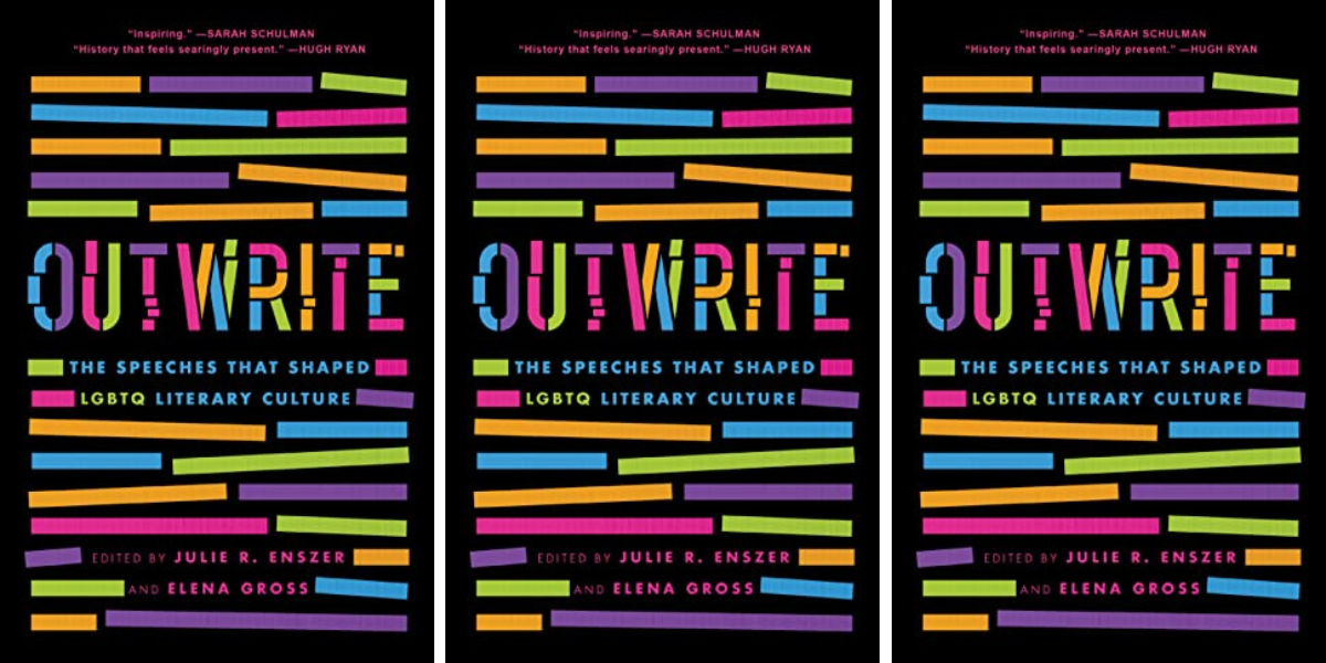 OutWrite: The Speeches That Shaped LGBTQ Literary Culture features multicolored blocks on its cover